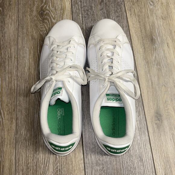 Adidas Mens US Size 13 Cloudfoam Advantage AW3914 White Leather Sneaker Shoes - Picture 8 of 11